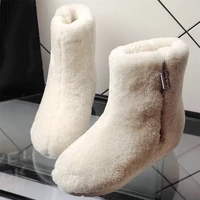 winter casual shoes women wool platform wedges med heel ankle boots female warm fur round toe oxfords shoes high top snow boots