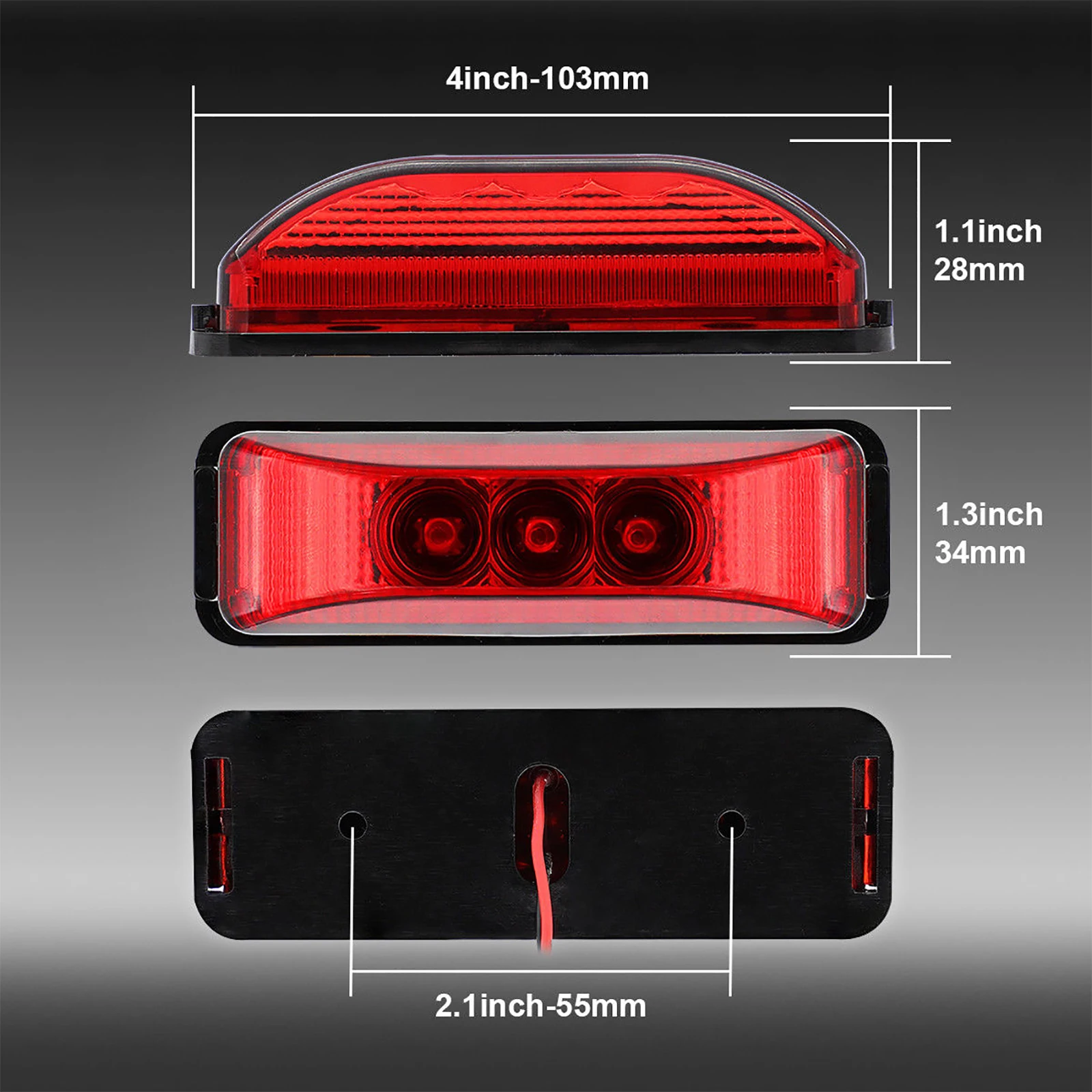 12/24V 3.9&quot Red+White+Yellow Car Lorry Side Marker Waterproof Trailer Truck Pickup side Indicators lights Warning Lights |