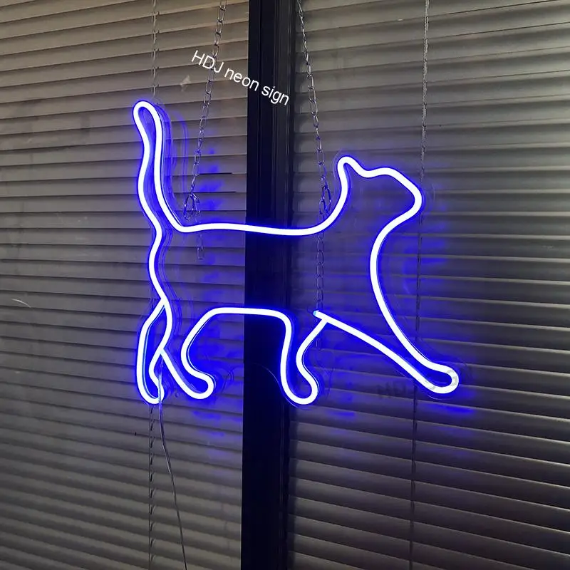 Неоновая светодиодсветодиодный вывеска в виде кошки на заказ Настенный декор