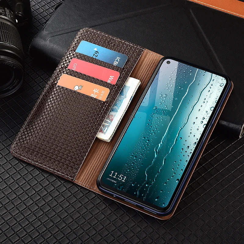 Фото Тканые зерна из натуральной кожи чехол для Samsung Galaxy A3 A5 A6 A7 A8 A9 плюс звезда 2016 2017 2018 Чехол-бумажник с крышкой удерживаемой магнитом крышка кор... №4