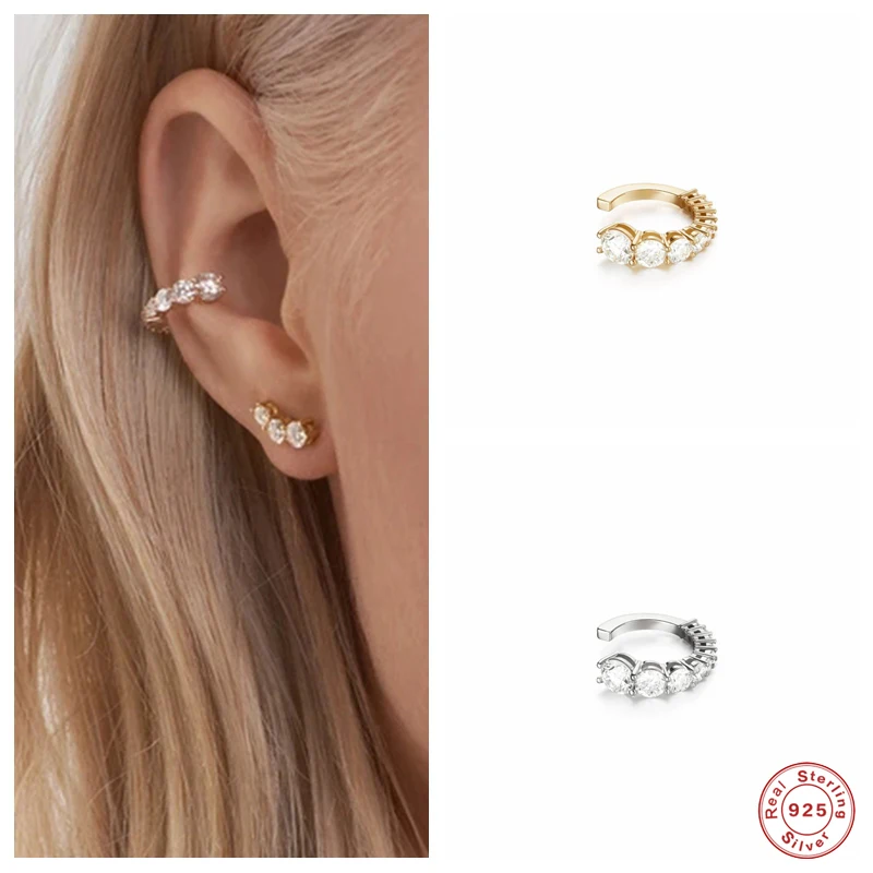 

Aide 1PC Ear Cuff 925 Sterling Silver Clip Earrings for Women Non Pierced Zircon Pave ​Fashion Jewelry Rhinestone Tiny Earrings