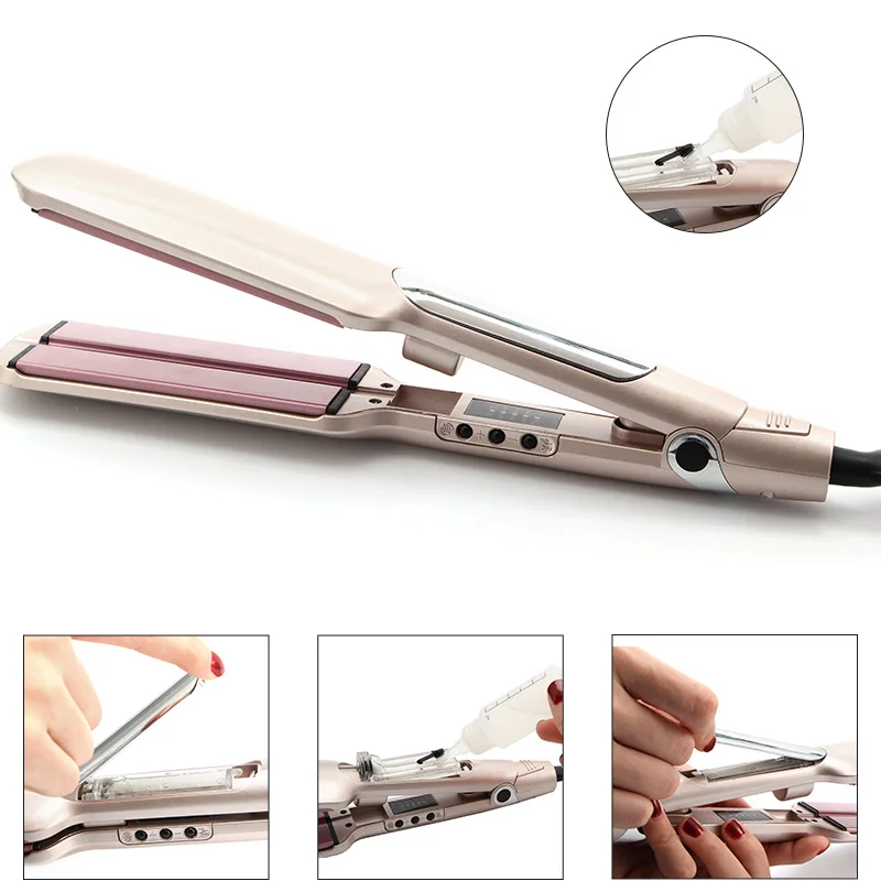 

Hair Straightener spray Steam Curler Iron Professional 2 In 1 Infrared Atomizate Straight Fast Steamer Curling Salon Styler Tool
