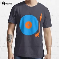 Blue Orange Vinyl Record Turntable T-Shirt White Tshirts For Mens Cotton Custom Aldult Teen Unisex Digital Printing Tee Shirt