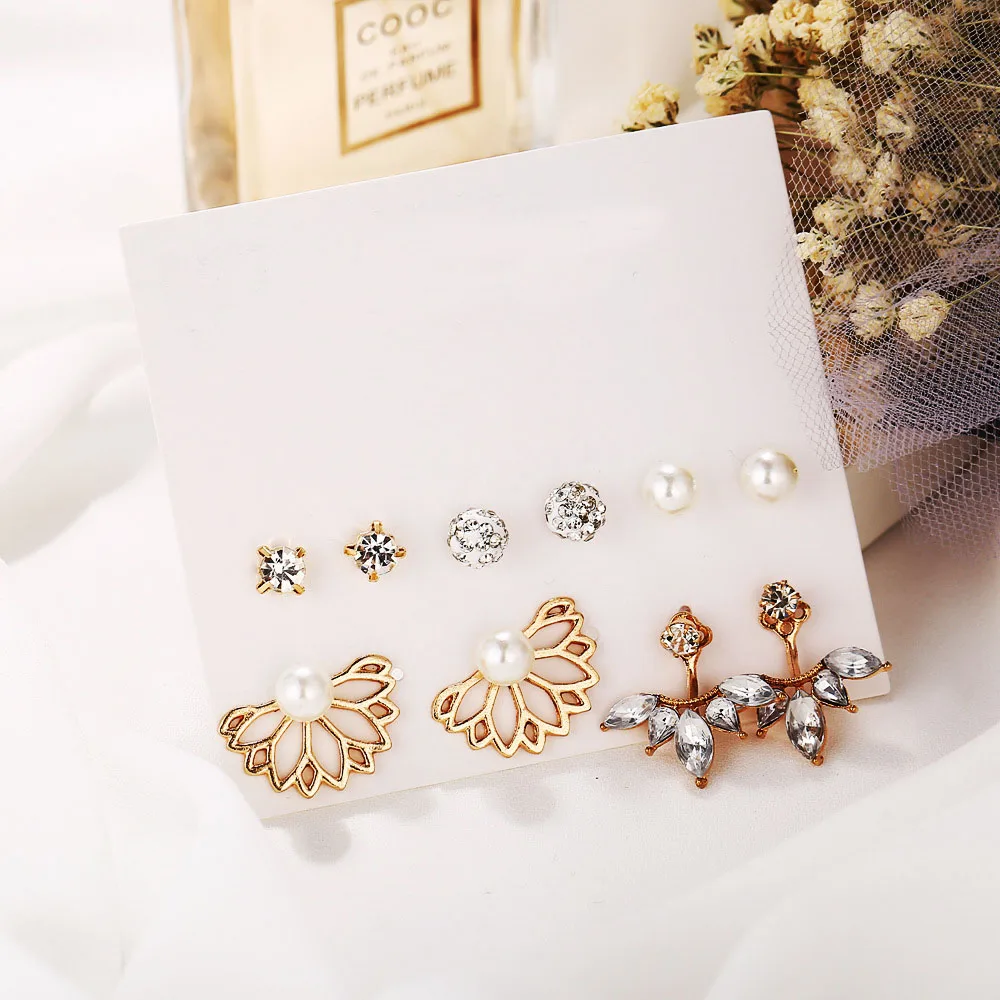 

Modyle Women's Pearl Flower Crystal Drop Earrings Girls Elegant Gold color Flower Ball Ear Jewelry Gift