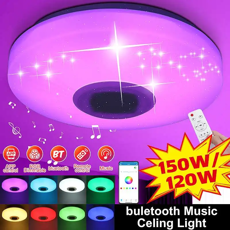 

120W RGB LED Ceiling Lights Living Room Lighting APP Bluetooth Music Light Bedroom Lamps Smart Ceiling Lamp with Remote Control