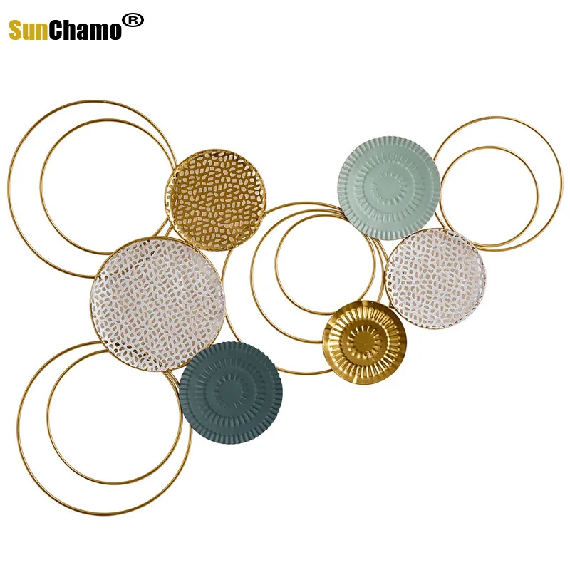 Colgante de pared de hierro redondo para sala de estar, armario de TV, dormitorio, Fondo de porche, decoraci&oacute;n del hogar, estilo n&oacute;rdico moderno y minimalista, novedad de 2021-4
