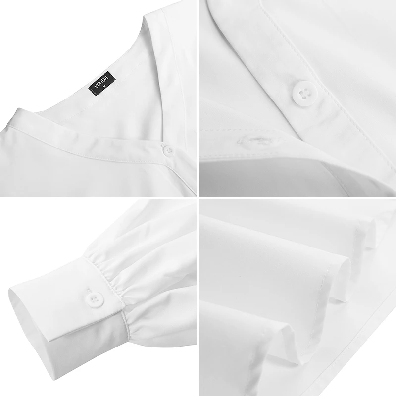 

VONDA 2021 Casual Blouses Sexy V Neck Long Sleeve Solid Party Shirts Loose OL Office Blusas Ladies Retro Tops S-5XL Oversized