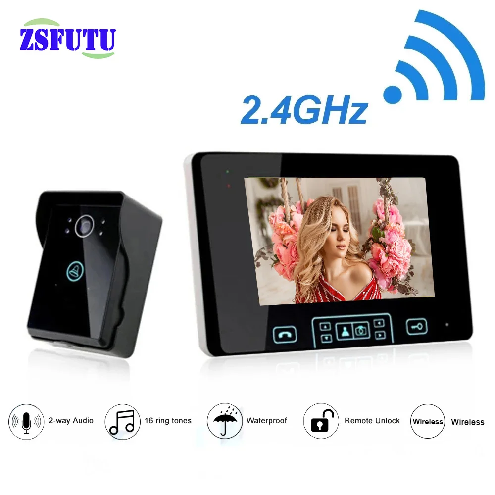 Новый беспроводной видеодомофон с беспроводным сенсорным экраном 7 дюймов