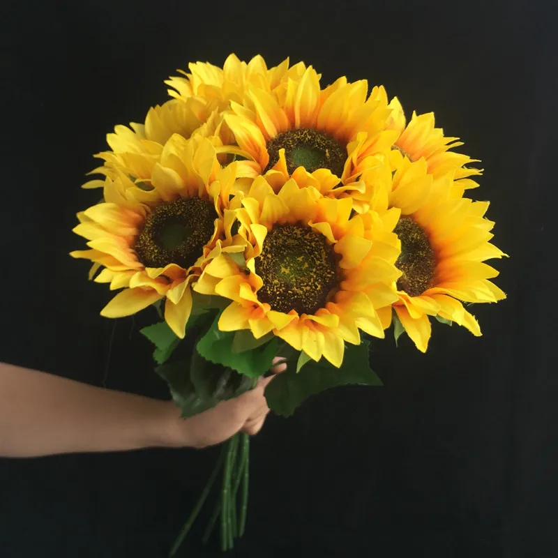 

7Pcs Fake Single Stem Sunflower Yellow Color Simulation Gerbera for Wedding Centerpieces Home Party Floral Decoration
