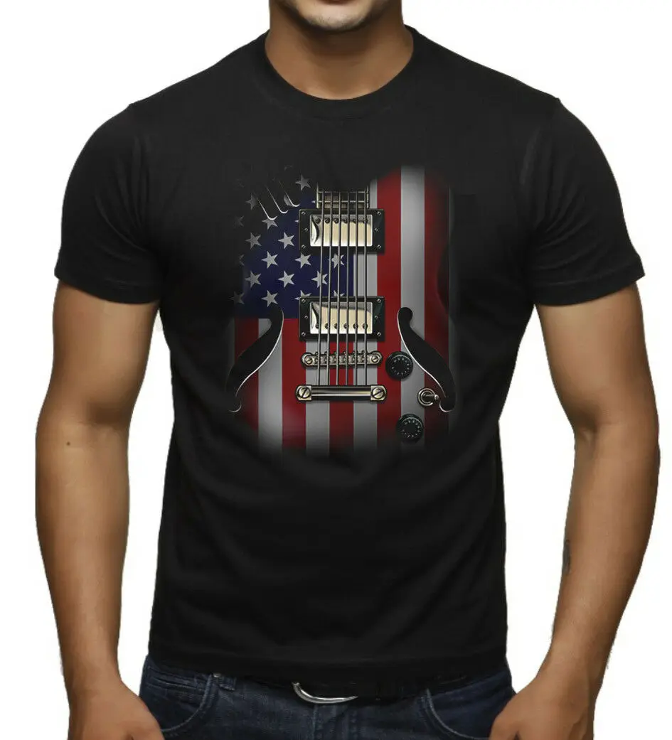 Гитарный американский флаг США 4 июля патриотическая музыкальная футболка для