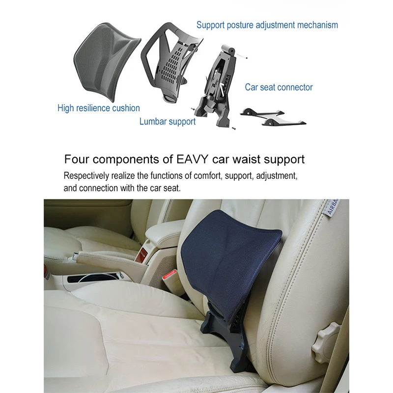 

Lumbar Support Lumbar Cushion Car Cushion Car Support Lumbar Support Tool Vehicle Four-way Adjustable Lumbar Support
