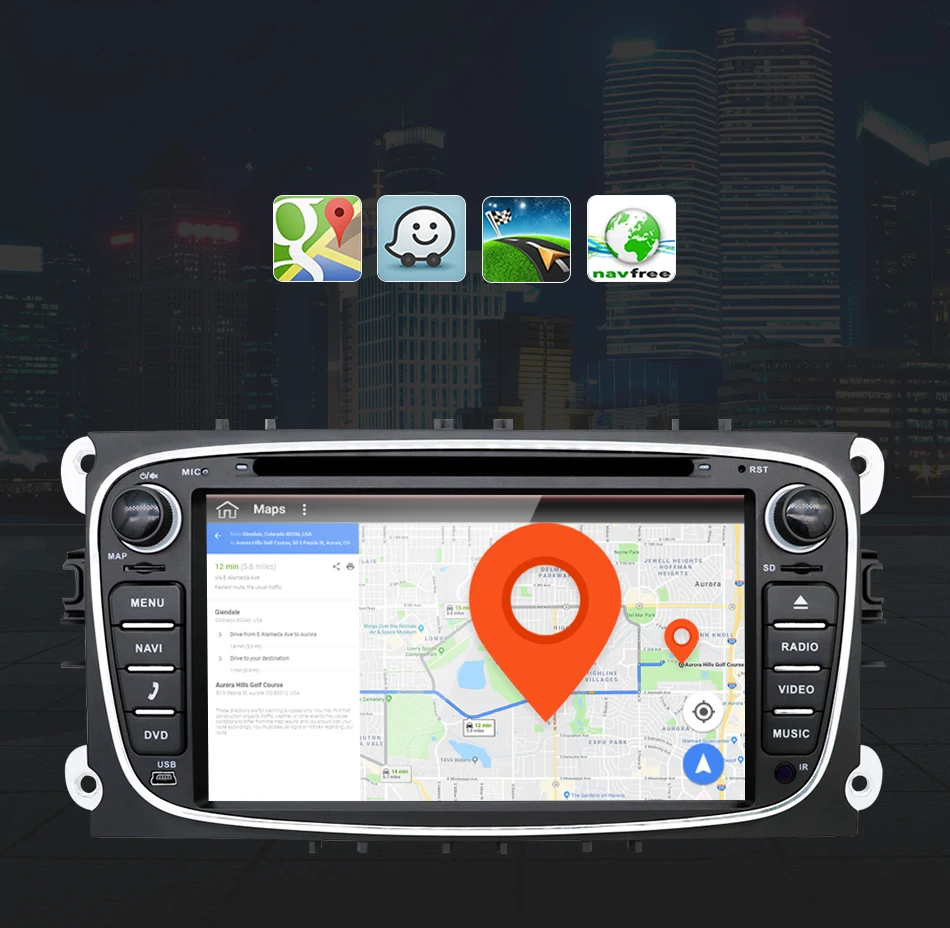 Eunavi 2 din Android 9 автомобильный DVD мультимедийный плеер gps для FORD Focus Mondeo S-MAX C-MAX Galaxy 4G 64G TDA7851 ips авто радио fm