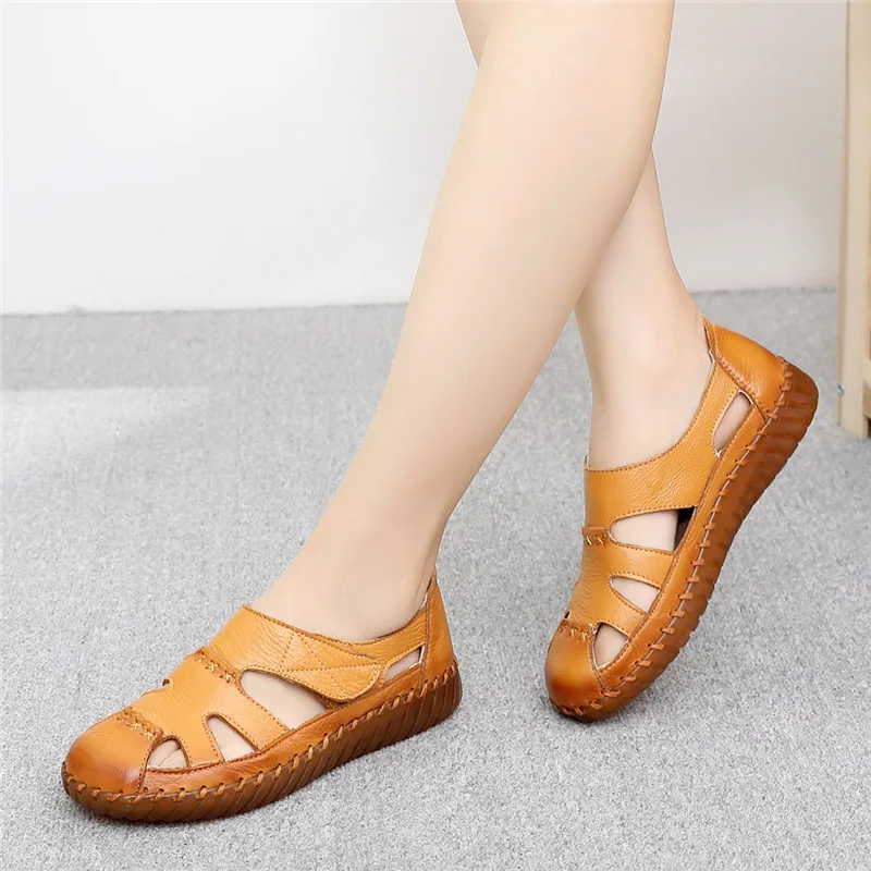 Сандалии HOVINGE женские из натуральной кожи мягкая подошва плоская Нескользящие