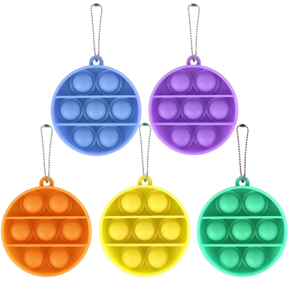 

Round Shaped Push Bubble Sensory Squeeze Toys Simple Dimple Fidget Autism Relief Stress Desktop Adult Child Silicone Keychain
