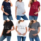 Одежда для беременных летняя футболка с круглым вырезом и коротким рукавом с буквенным принтом большого размера Топ для беременных Одежда для беременных