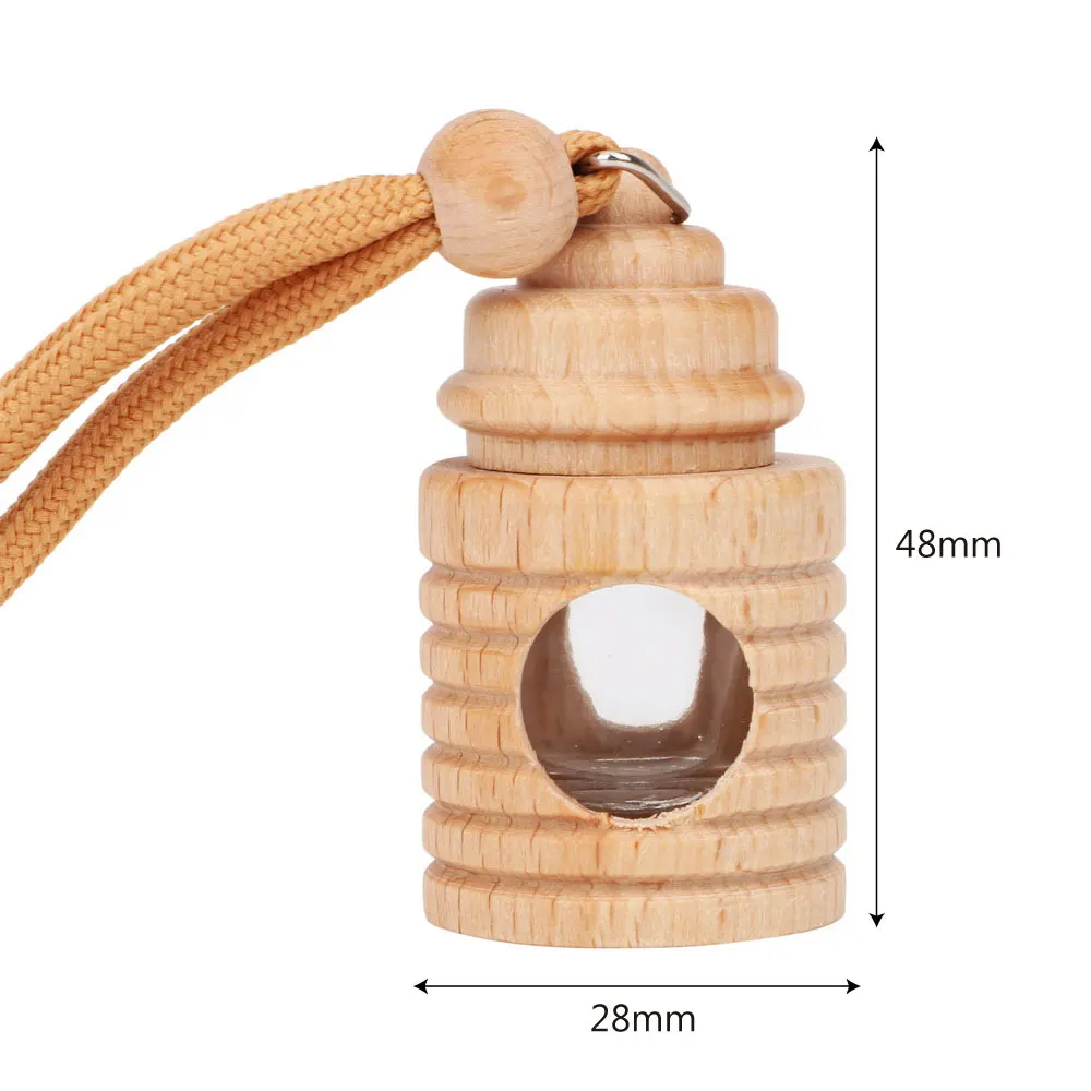 

Perfume Pendant for Essential Oils Wood Hanging Glass Empty Bottle 4ml Car Perfume Empty Bottle Air Freshener Bottle