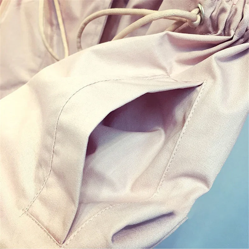 

2021 Spring Long Sleeve Pink White Khaki Medium Coat Women Overcoat Casual Outerwear Female Windbreaker Top Shein