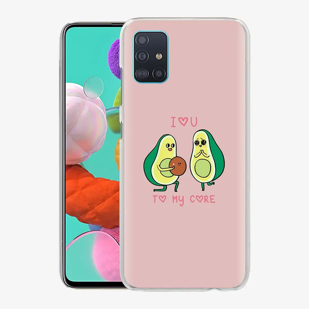 

Cartoon Green Avocado Hard PC Phone Case For Samsung Galaxy A51 A71 A31 A41 A21s A91 A12 A02s A42 5G Back Cover Coque Funda Capa