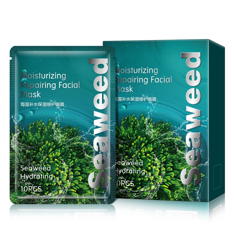 

10Pc Seaweed Moisturizing And Repairing Mask Oil Control Hydrating Face Patches Blood Orange Masks Anti-Acne Skin Care Sheet