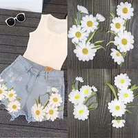 1 set new sunflower embroidery patches for clothing clothes sticker stripe sew on dress applique diy hole repair