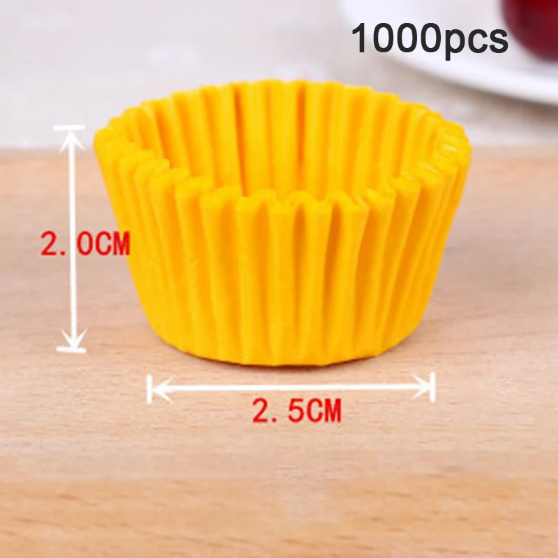 

1000Pcs Mini size Chocalate Paper Liners Baking Muffin Cake Paper Cups Cake Forms Cupcake Cases Solid Color Party Tray Cake Mold