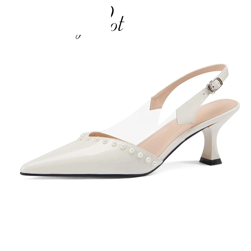 Большой размер Женская обувь из натуральной кожи с острым носком на высоком