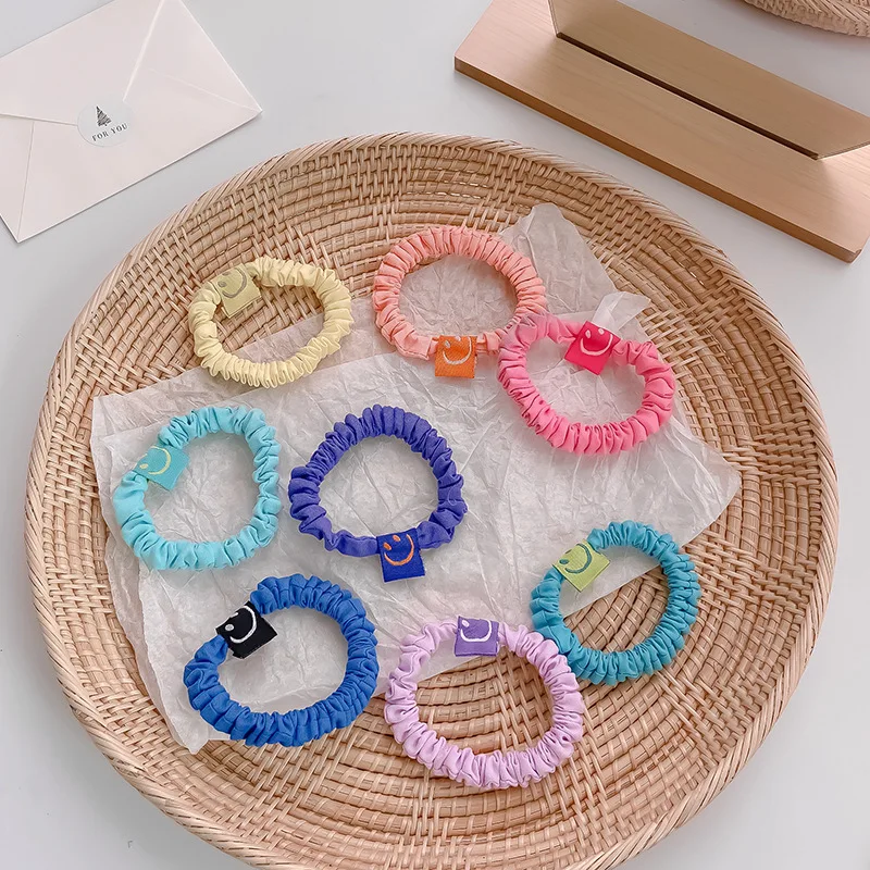 

New Cute Candy Colors Smile Elastic Hair Bands For Girls Kids Sweet Ponytail Hold Scrunchie Hair Tie Fashion Hair Accessories