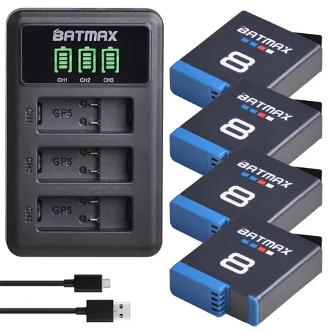 Batmax Батареи для GoPro Hero 8/7/6/5 с зарядным устройством