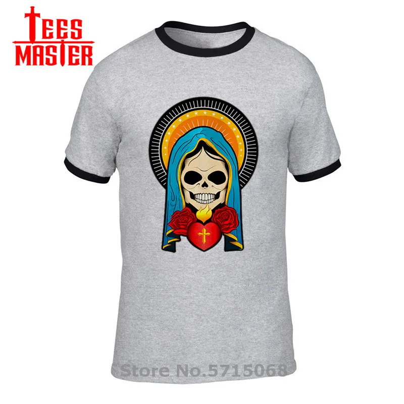 Футболка с изображением черепа для мужчин футболка девы Марии смерти Гота