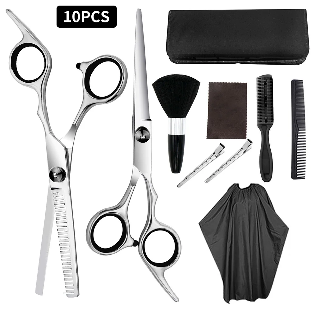 

10 шт. Уход за лошадьми салон зажимы Нержавеющая сталь набор ножниц для стрижки волос взрослых гребень с мешком начинающих Парикмахерская Д...