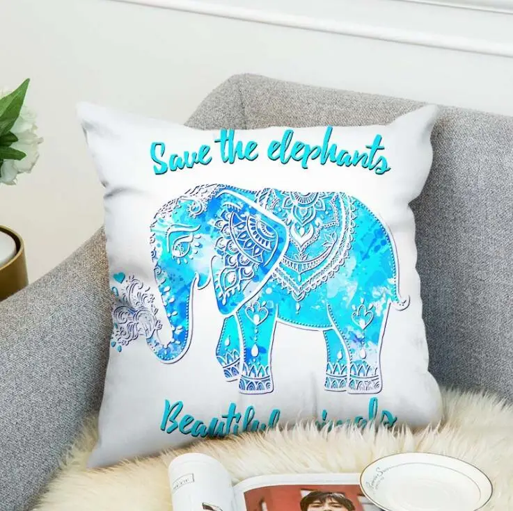

Watercolor Elephants New High Grade Decorative Pillow Case Car Home Sofa Cushion Cover 3D Digital Print style-6