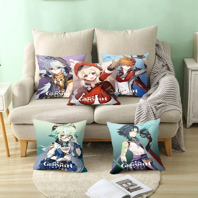 45x45 Аниме игровая Подушка Genshin фигурка обнимающая подушка для тела Kawaii Loli девочки