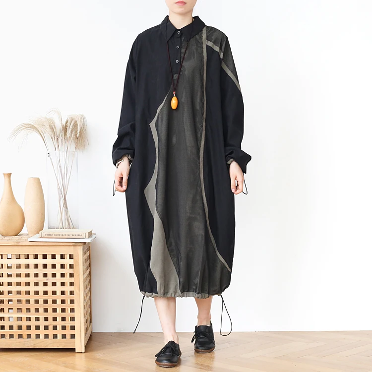 

Women Casual Loose Dress with Pocket Ladies Fashion Turn Neck Shirt Long Tops Female Dress Streetwear Plus Size 5XL vestidos