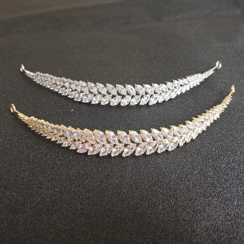 Женская свадебная тиара SLBRIDAL с кубическим цирконием и инкрустацией из фианита