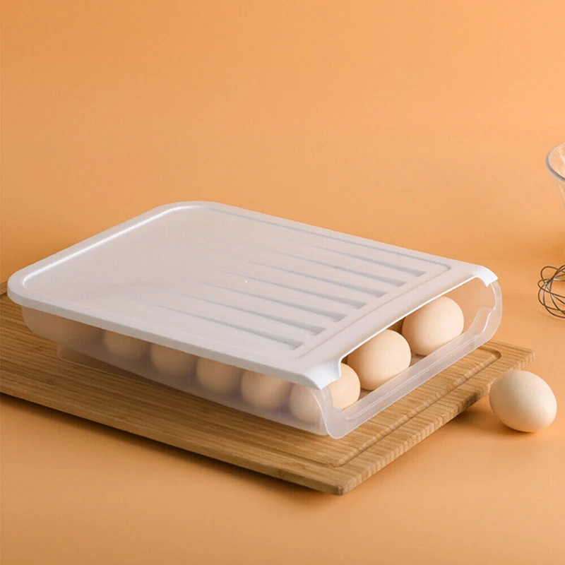 

Бытовой ящик для хранения яиц, 18 ячеек, выдвижной ящик, искусственный прозрачный вращающийся ящик для хранения яиц, кухонный Органайзер