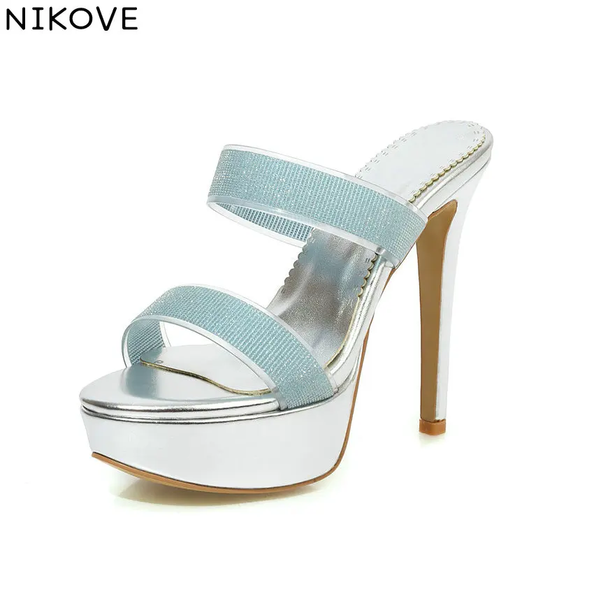 

NIKOVE 2020 Fashion Summer Sandals Women Shoes PU Leather Thin High Heel Platform Pointed Toe Casual Shoes Size 34-43