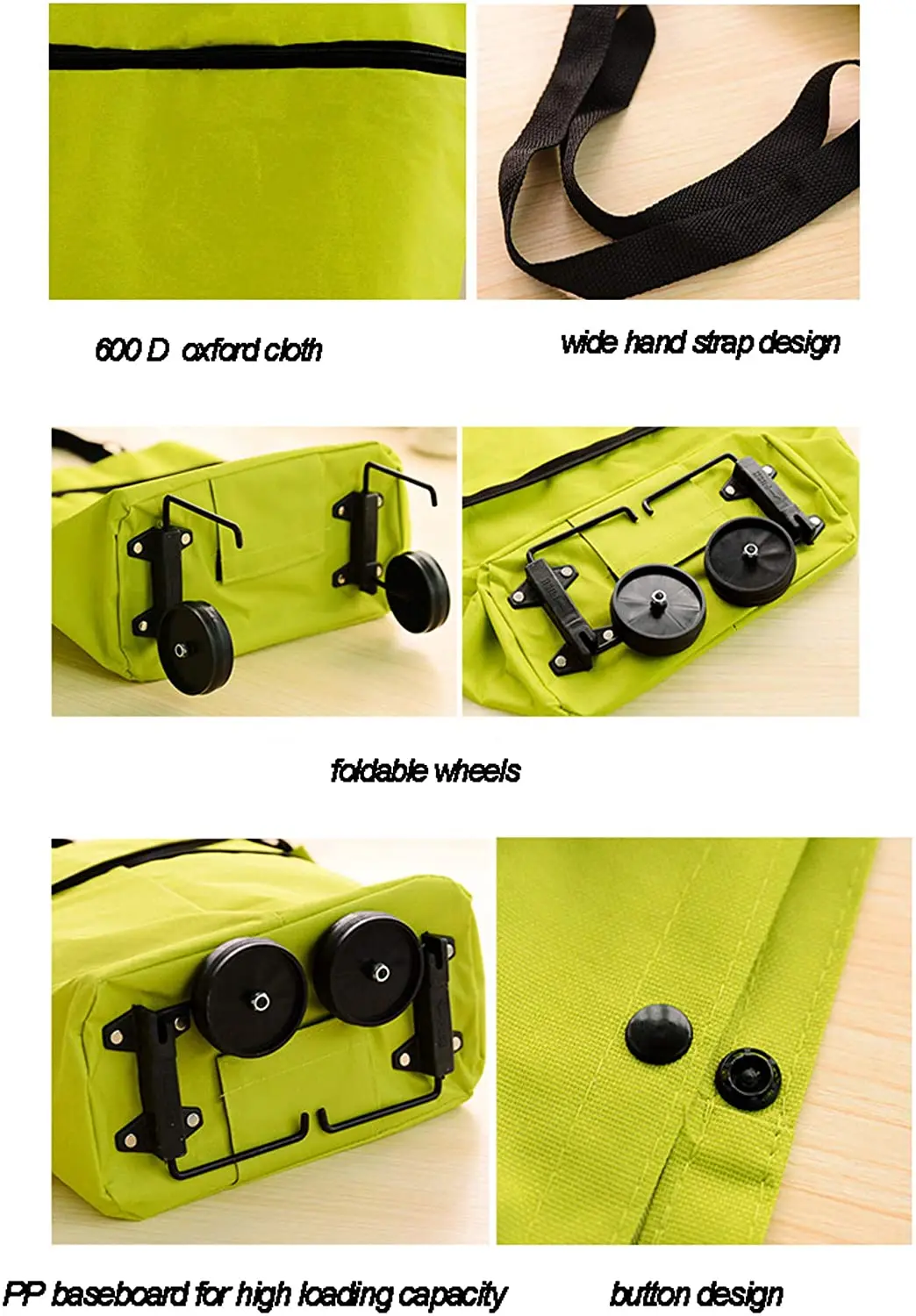 Складная сумка для покупок на колесиках многоразовая продуктов портативная