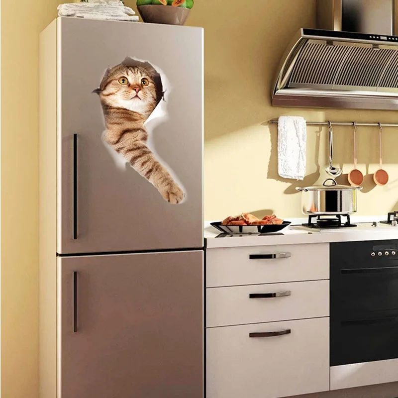1 шт. милые искусственные ПВХ 3D эльфы Кошка Выражение стены наклейки Классические