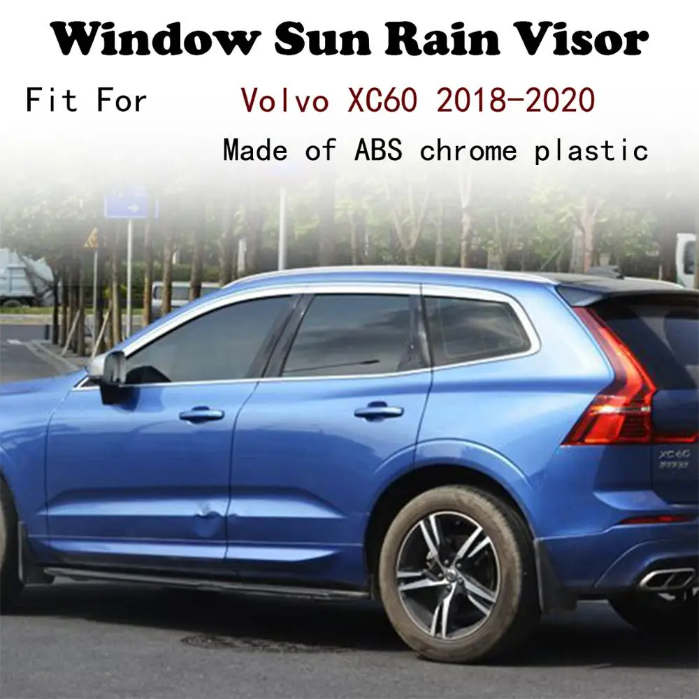 

ABS Chrome plastic Window Visor Vent Shades Sun Rain Guard car accessories For Volvo XC60 2018-2020