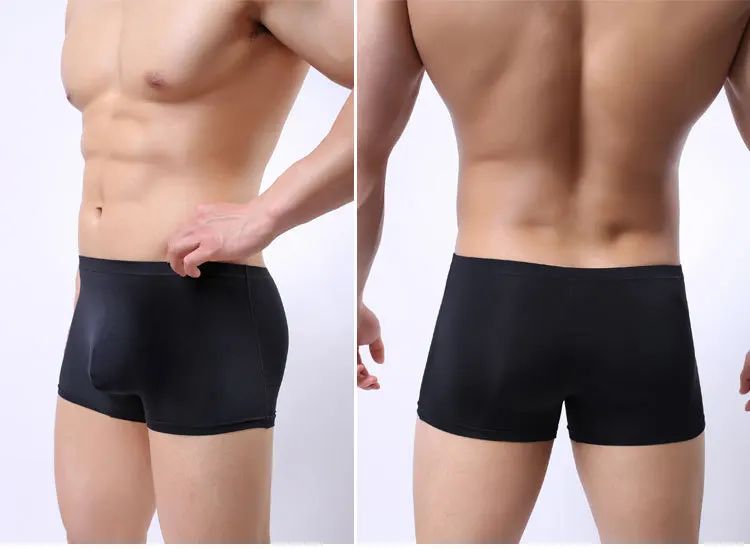 Шелк льда Бесшовные Сексуальные мужские блестящие Прозрачные Боксеры гладкие