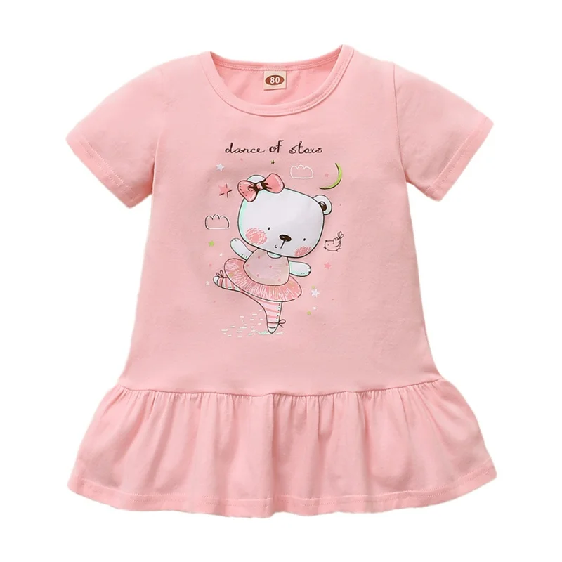 

2021 Cute Little Baby Girls Dress Children Casual Baby Girls Dress Baby Girl Cartoon Animal Print Kids Princess Baby Dresses