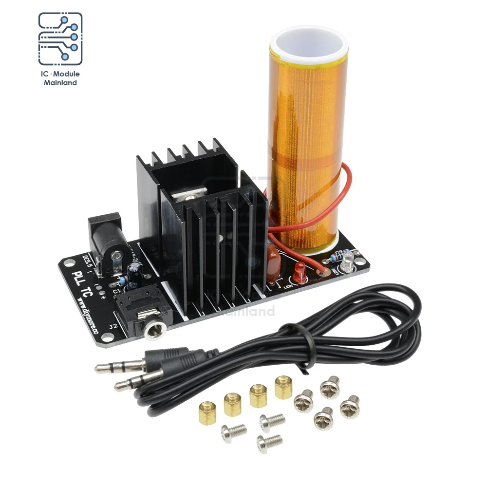 

DC 15V 24V Assembled Mini Tesla Coil Plasma Speaker Music Arc Generator Resonant Wireless Transmission With Cable 15W Stereo