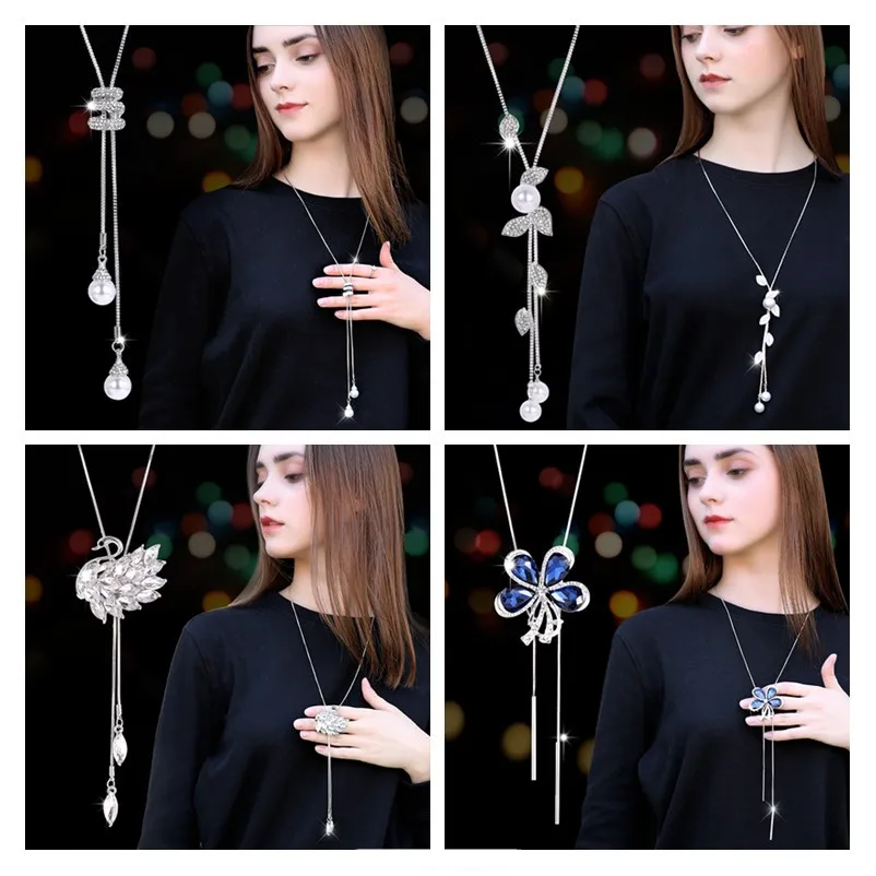 Модное хрустальное ожерелье подвески для снега женское с подвеской из