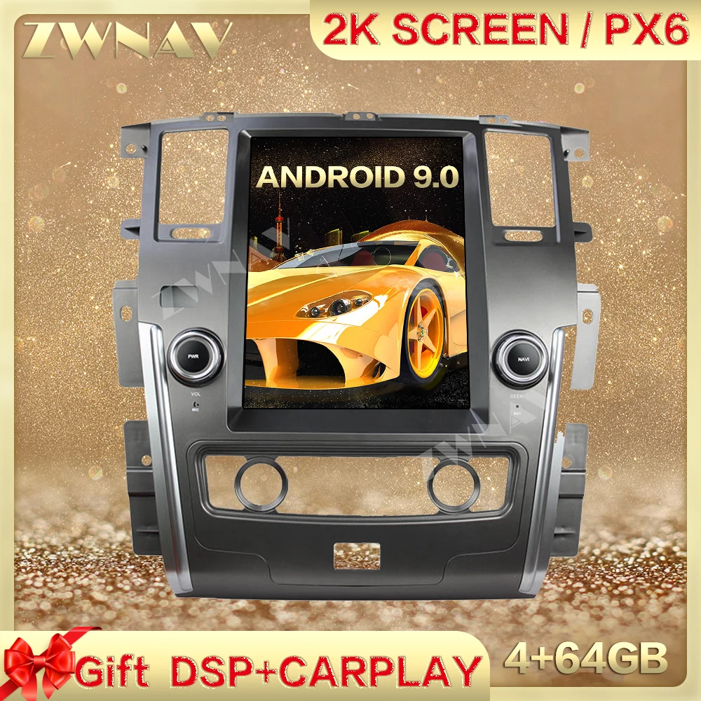 

PX6 DSP Carplay Tesla screen 4 + 6G Android 9,0 Автомобильный мультимедийный плеер для NISSAN патруль 2010-2014 GPS радио авто стерео головное устройство