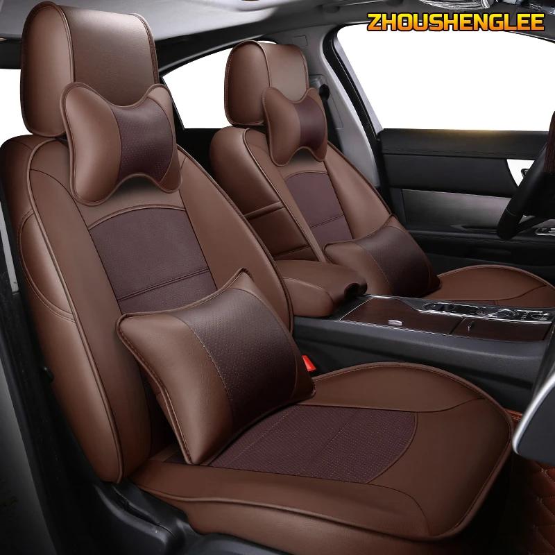 

ZHOUSHENGLEE Custom Leather car seat cover set For Porsche Cayman Macan panamera Cayenne Boxster Automobiles Seat Covers cars