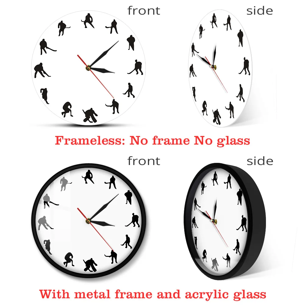 Настенные часы для хоккея минималистичный дизайн с шайбой спорта комнаты