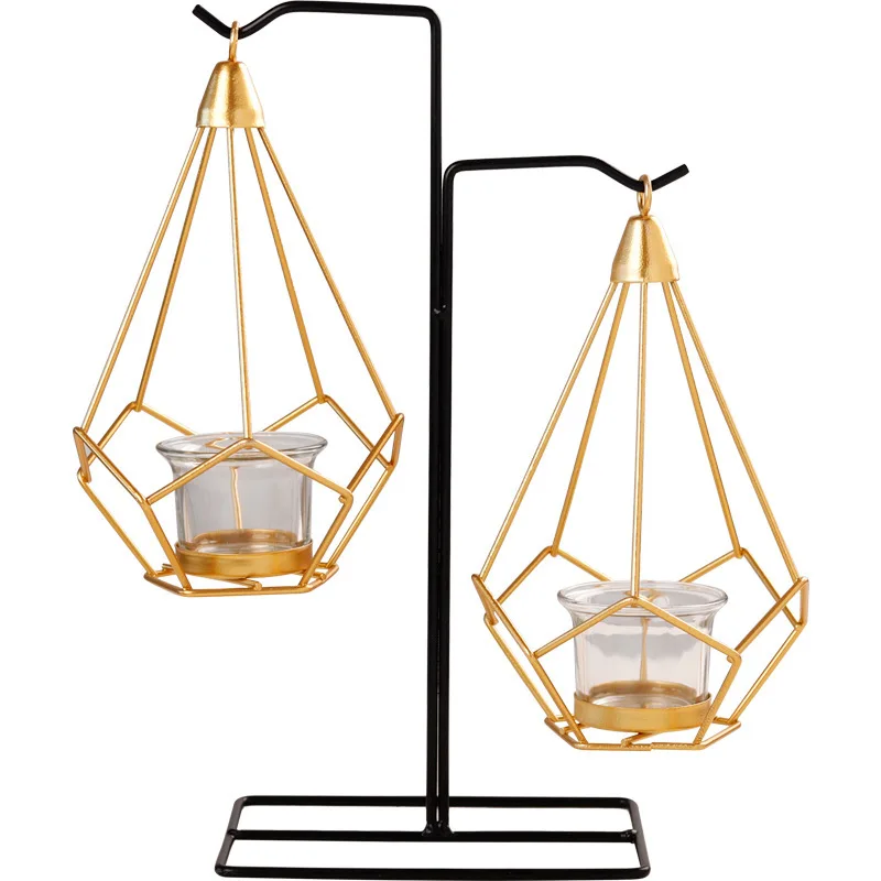 

Nordic Ins Metal Crafts Iron Ornaments Can Hang Gold Hanging Candlesticks Home Wedding Decorations