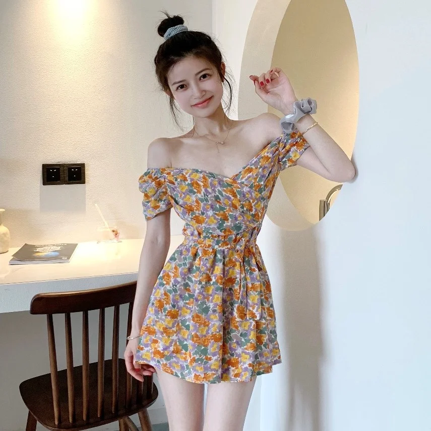 

Fresh Super Fairy Waist Trimming Floral Jumpsuit Small Loose Casual Pants Gentle First Love Pants Summer Women's Clothing