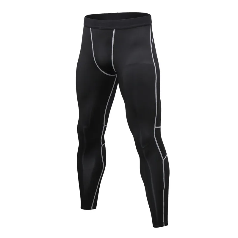 Black-gray line Мужские Леггинсы для спортзала, новые мужские трико для бега, брюки, спортивная одежда, быстросохнущие, дышащие, Pro, компрессионные, для фитнеса, спортивные брюки XXL - Цвет: Black-gray line