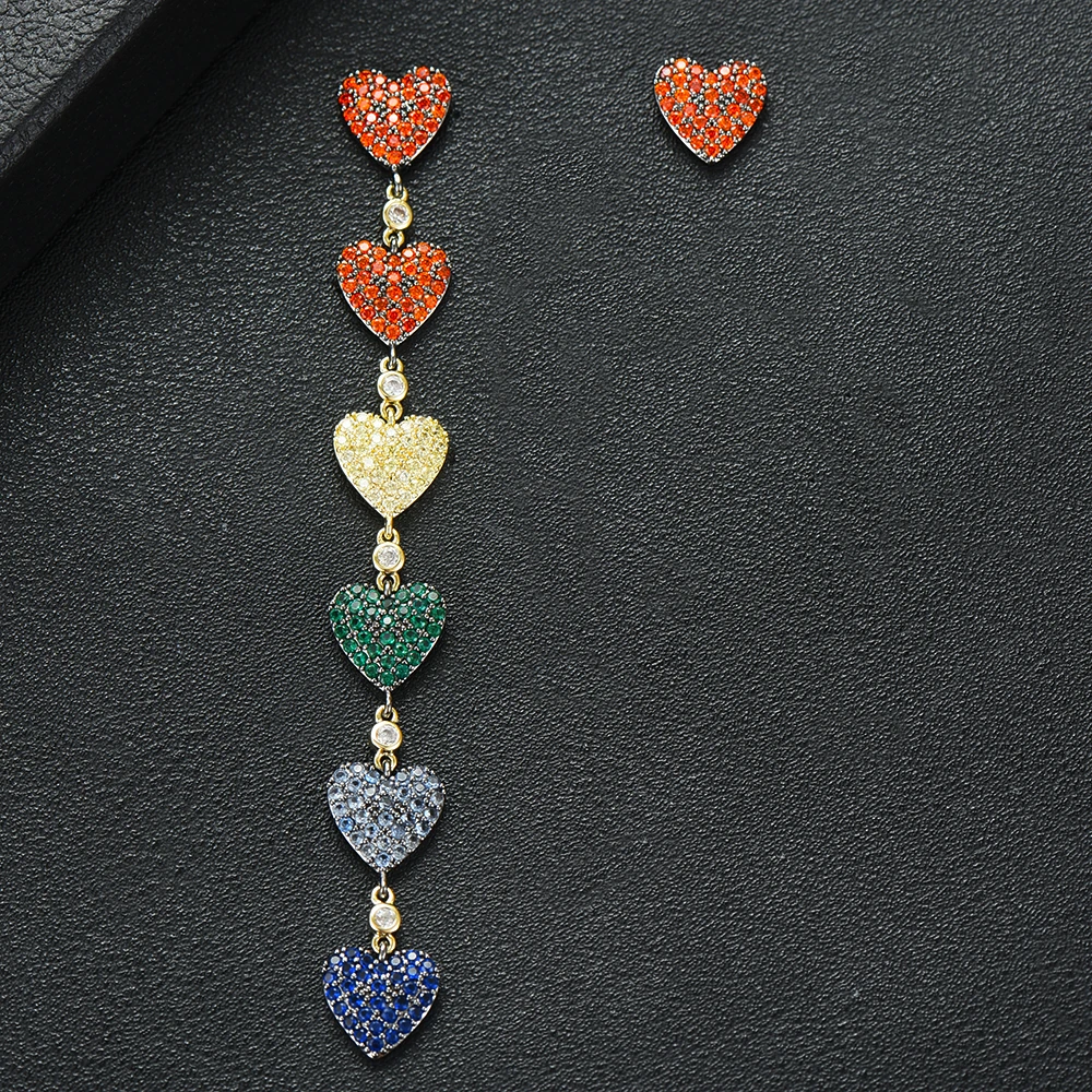 GODKI Trendy Korea Heart Charms Statement Earrings For Women Wedding Zircon Dubai Gold Jewelry aretes de mujer modernos 2020 | Украшения и